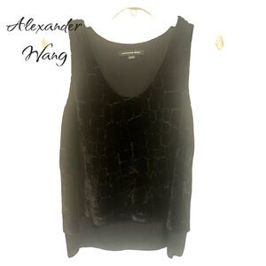 Alexander Wang black velvet tank overlay, Size Small